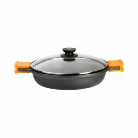 Kasserolle BRA A270532 (32 cm) Schwarz Schwarz/Orange Metall Aluminium Geschmiedetes Aluminium Aluminiumguss Ø 32 cm