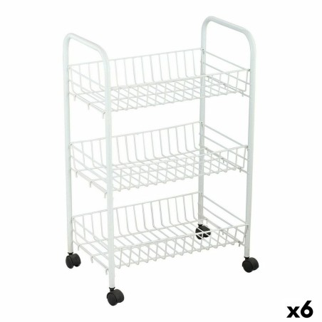 Gemüsewagen Confortime Weiß Metall 3 Regale 40 x 26 x 62 cm (6 Stück)