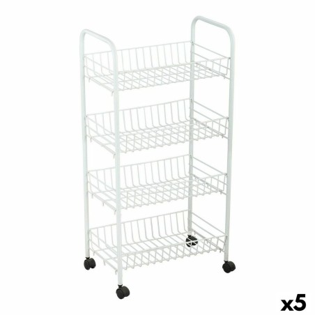 Gemüsewagen Confortime Weiß Metall 4 Regale 36 x 26,5 x 86 cm (5 Stück)