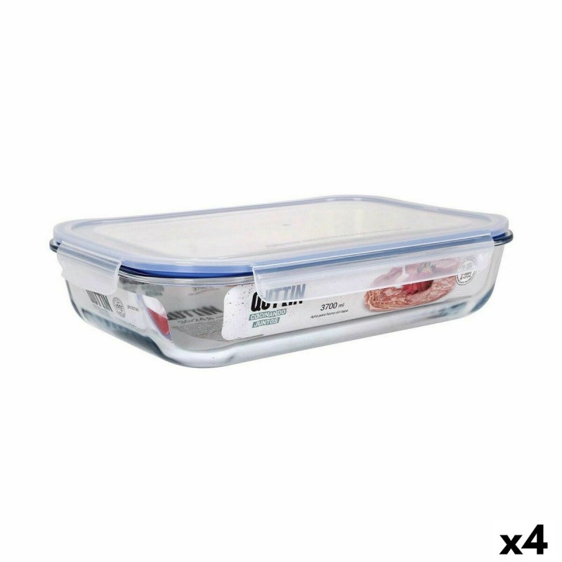 Lunchbox hermetisch Quttin rechteckig 3,7 L 36 x 24,8 x 8,1 cm (4 Stück)