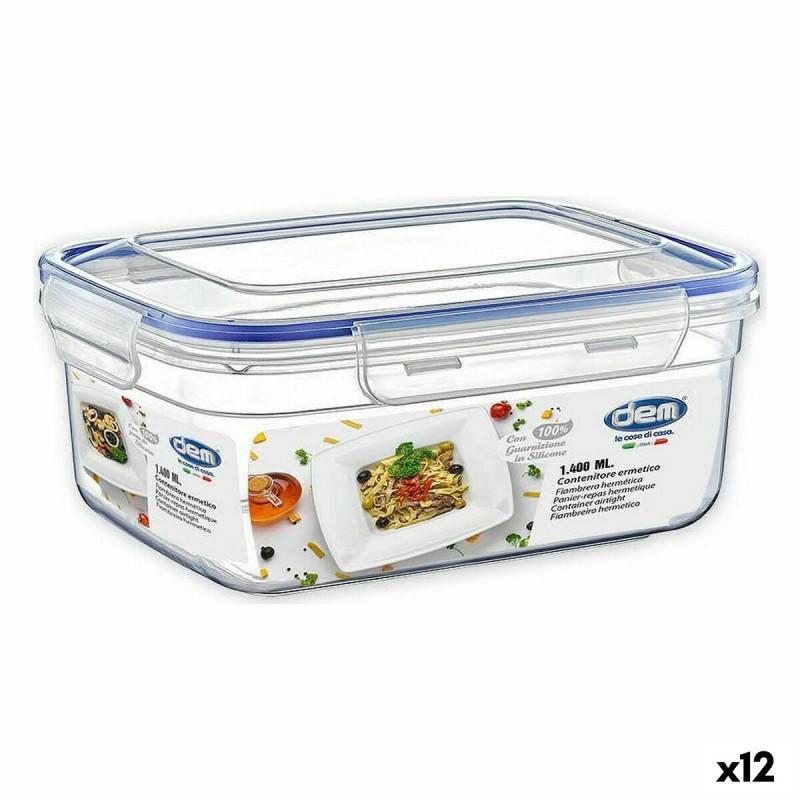 Lunchbox hermetisch Dem rechteckig 1,4 L 20 x 15 x 9 cm (12 Stück)