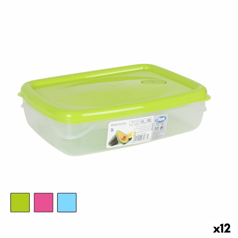 Lunchbox hermetisch Dem rechteckig 29,5 x 21,5 x 7,5 cm (12 Stück)