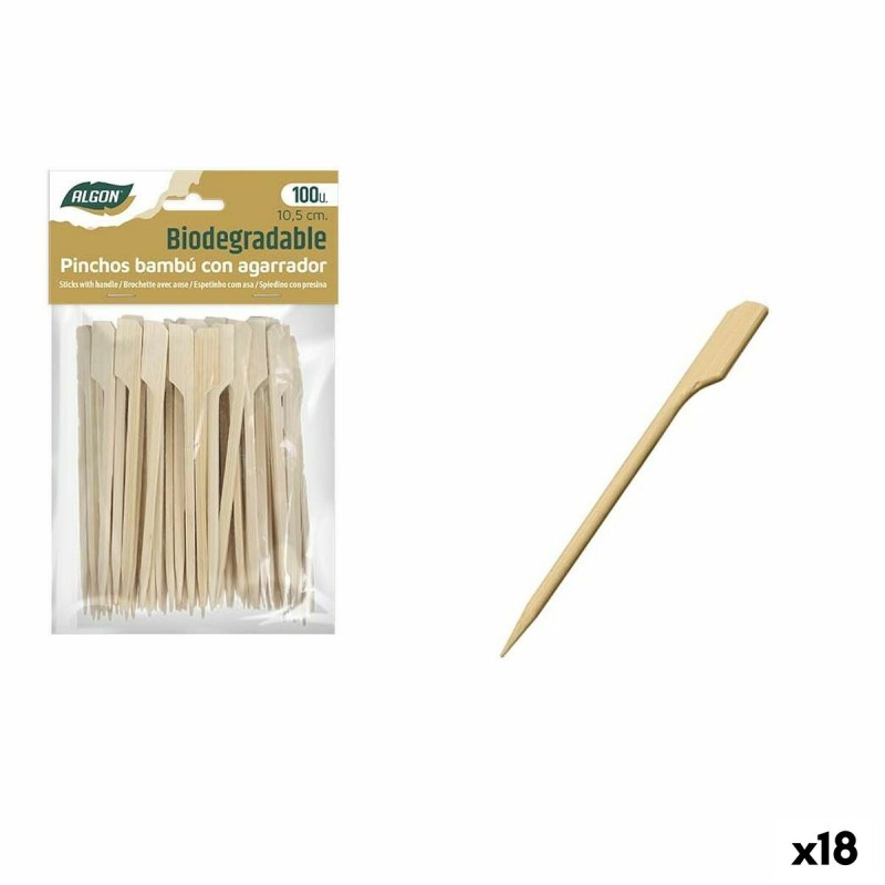 Grillspieß-Set Algon Bambus 100 Stücke 10,5 cm (18 Stück)