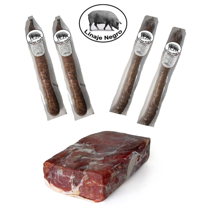 Cebo-Schinken Linaje Negro 8 kg Iberischer Salchichón Extra x 2 Iberische Chorizo Extra x 2