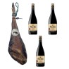 Iberischer Schinken Cebo (Freilandhaltung) Linaje Negro 8 kg Flasche Rotwein 750 ml x 3 Monte Real