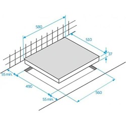 Platte aus Glaskeramik BEKO HIC63402T 60 cm 58 cm 5700 W