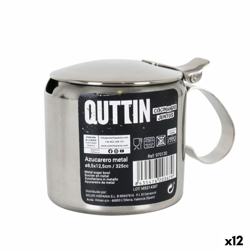 Zuckerdose Quttin Quttin 325 ml 8,5 x 12,5 cm Metall 11 x 7,7 x 8 cm (12 Stück)