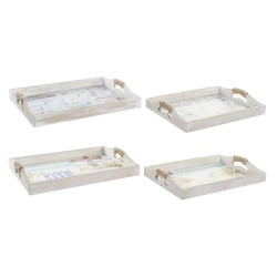 Tablettset DKD Home Decor Bunt Holz MDF 40 x 30 x 6 cm (2 Stück) (12 Stück)