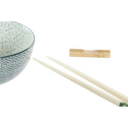 Sushi-Set DKD Home Decor Bambus Steingut Weiß grün Orientalisch 30 x 21 x 7 cm (6 Stücke)