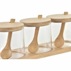 Zuckerdose DKD Home Decor Grundlegend Durchsichtig natürlich Bambus 3 Stücke 8,5 cm 29 x 10 x 10 cm