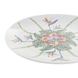 Geschirr-Set DKD Home Decor Weiß Bunt Porzellan Tropical 18 Stücke