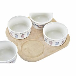 Satz für Appetithäppchen DKD Home Decor Blau natürlich Bambus Steingut Mediterraner 19,7 x 19,7 x 1 cm (5 pcs)