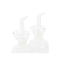 Öl- und Essig-Set DKD Home Decor 250 ml 14 x 7,5 x 21 cm natürlich Durchsichtig Akazienholz Borosilikatglas