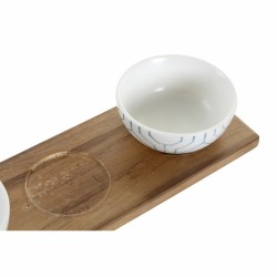 Satz für Appetithäppchen DKD Home Decor Weiß Marineblau Porzellan Akazienholz Kunststoff Orientalisch 4 Stücke 30 x 9,5 x 1,3 cm