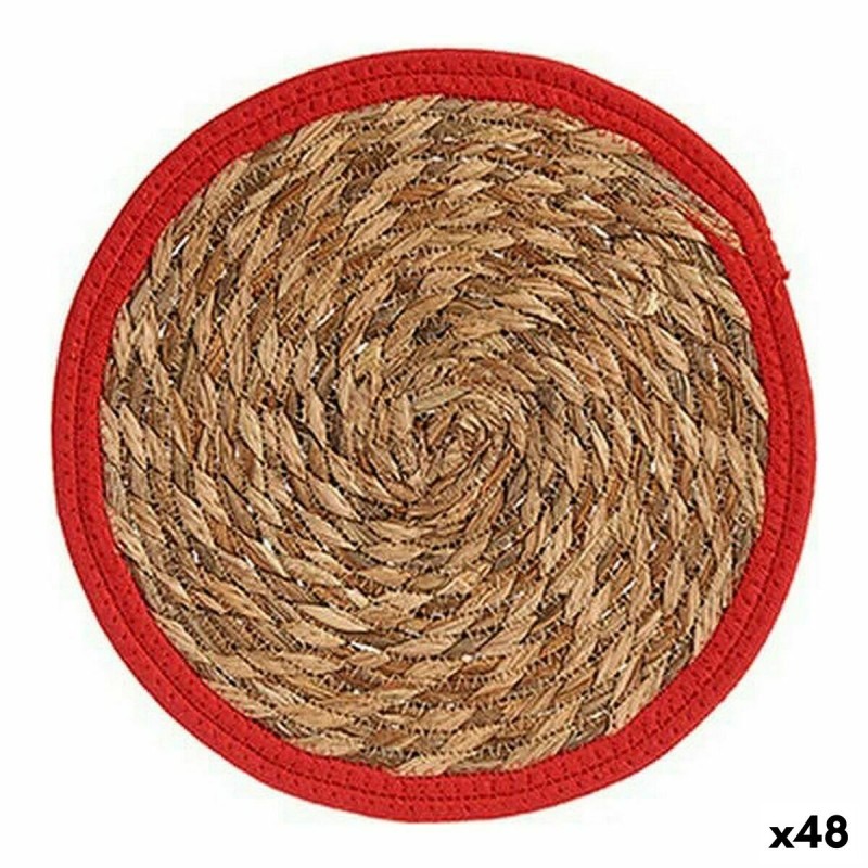 Untersetzer natürlich Rot Naturfaser (30 x 1 x 30 cm) (48 Stück)