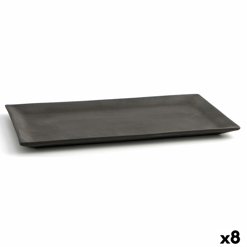 Tablett für Snacks Quid Mineral Gres Schwarz aus Keramik 15 x 30 cm (8 Stück)