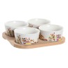 Satz für Appetithäppchen DKD Home Decor 19,7 x 19,7 x 1 cm natürlich Blau Bunt Steingut Cottage Häuser