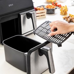 Heißluftfritteuse InnovaGoods Fryinn Double 8000 Schwarz 3400 W 8 L Edelstahl