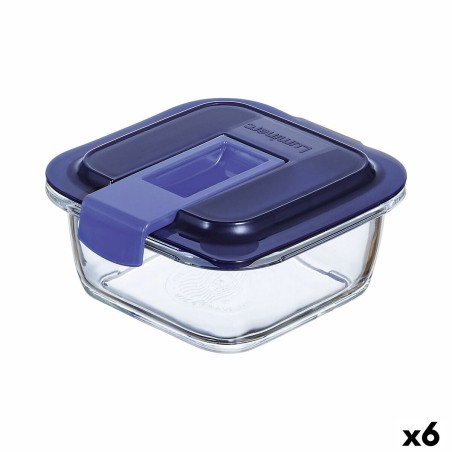 Lunchbox hermetisch Luminarc Easy Box Blau Glas (380 ml) (6 Stück)