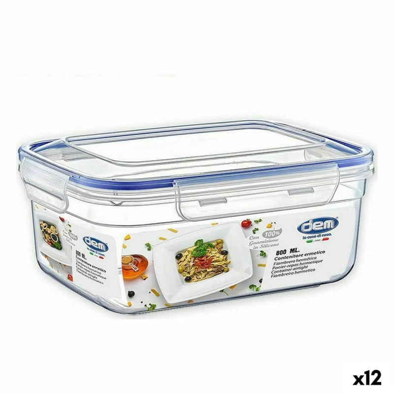 Lunchbox hermetisch Dem rechteckig 800 ml 17 x 13 x 8 cm (12 Stück)