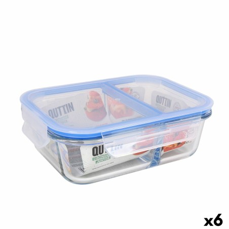 Lunchbox hermetisch Quttin 2 Fächer rechteckig 1 L (6 Stück)