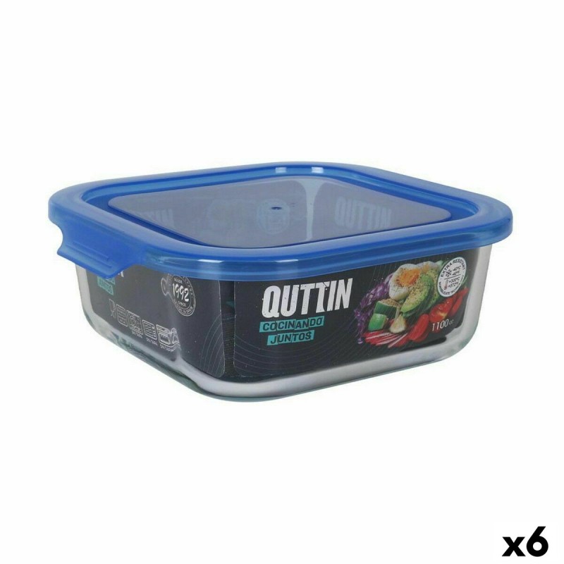 Viereckige Lunchbox mit Deckel Quttin Blau 1,1 L (6 Stück)