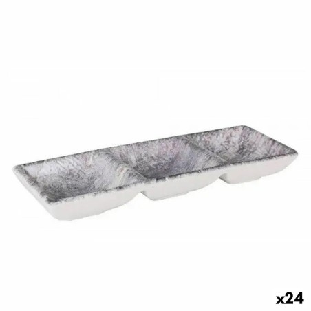 Tablett für Snacks La Mediterránea Stonehenge 3 Fächer 26 x 8,5 x 3,3 cm (24 Stück)