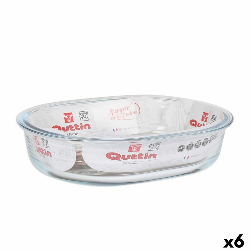 Ofenschüssel Quttin Glas Oval 1,5 L 23,7 x 18,8 cm (6 Stück)