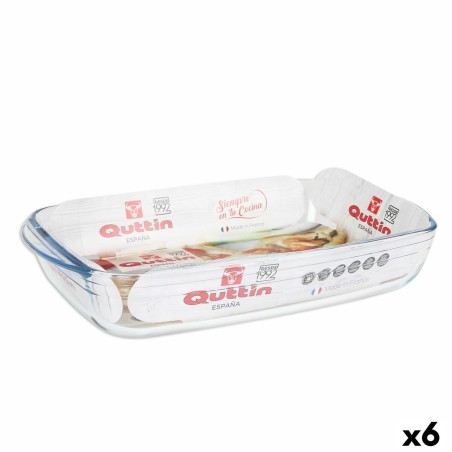 Ofenschüssel Quttin Durchsichtig Glas rechteckig 4,2 L 38,8 x 23,9 x 6,6 cm (6 Stück)