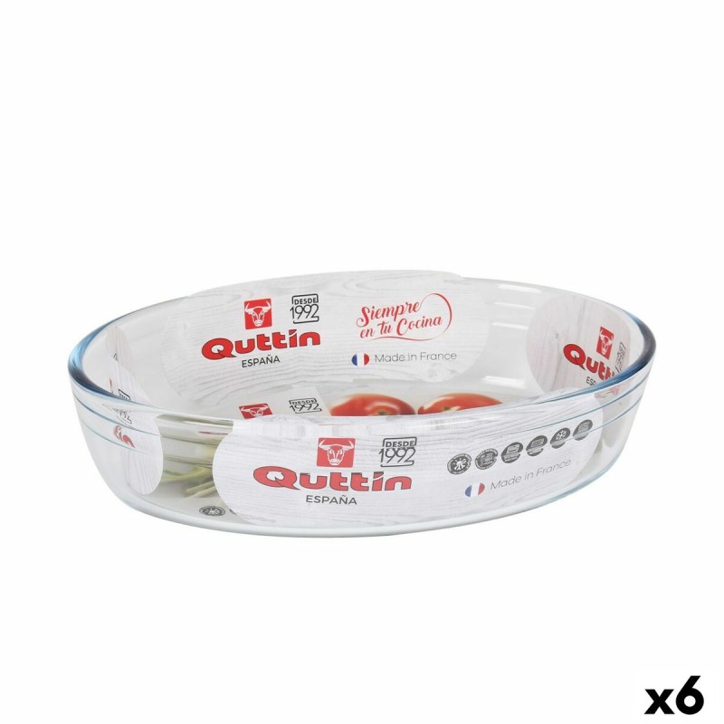 Ofenschüssel Quttin Glas Oval 1,8 L 26,2 x 17,8 x 6,1 cm (6 Stück)