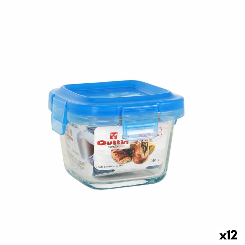 Lunchbox hermetisch Quttin Blau karriert 160 ml 9 x 9 x 6,6 cm (12 Stück)