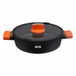 Kasserolle mit Glasabdeckung Quttin Gastro Schwarz Orange 36,5 x 27 x 8,5 cm (6 Stück)